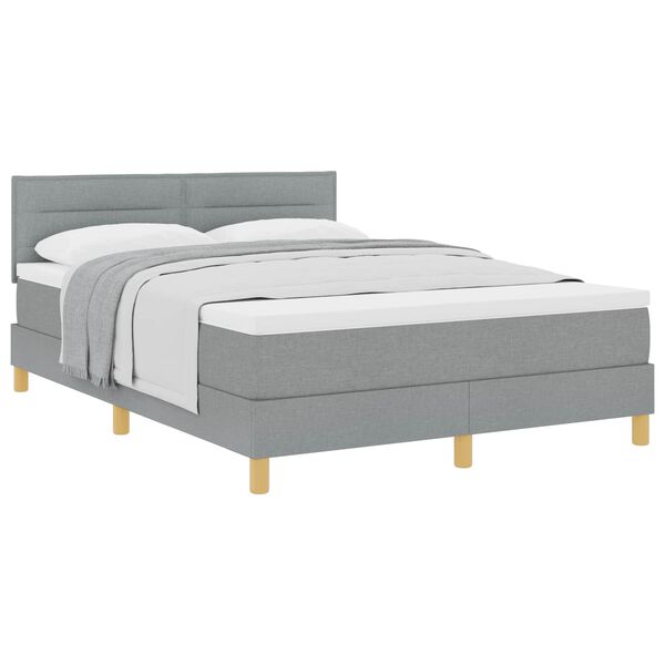vidaXL Lit &agrave; ressorts avec matelas Gris clair 140 x 190 cm tissu
