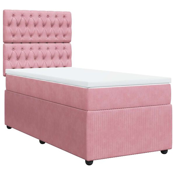 vidaXL Sommier &agrave; lattes de lit avec matelas Rose 100x200 cm Velours