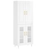 vidaXL Buffet haut Blanc brillant 69,5x34x180 cm Bois d'ing&eacute;nierie