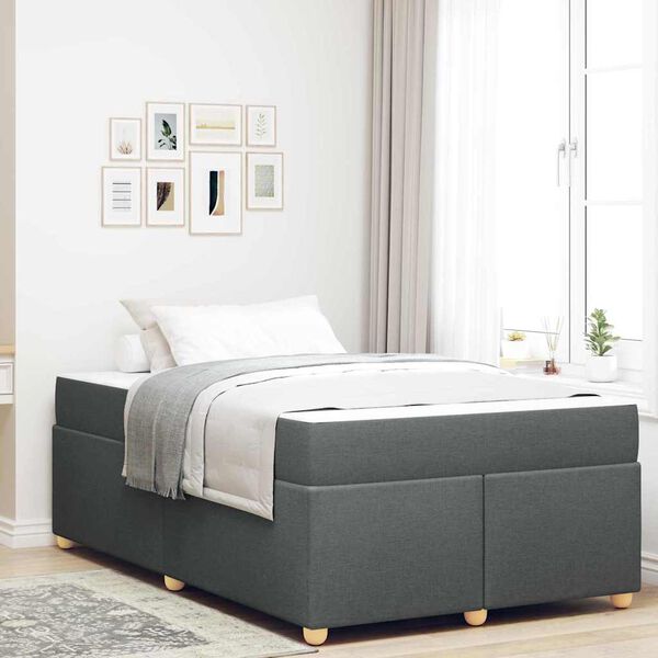 vidaXL Cadre de lit avec matelas Gris fonc&eacute; 120 x 200 cm tissu