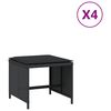vidaXL Tabourets de jardin avec coussins 4 pcs noir 40x40x35 cm rotin