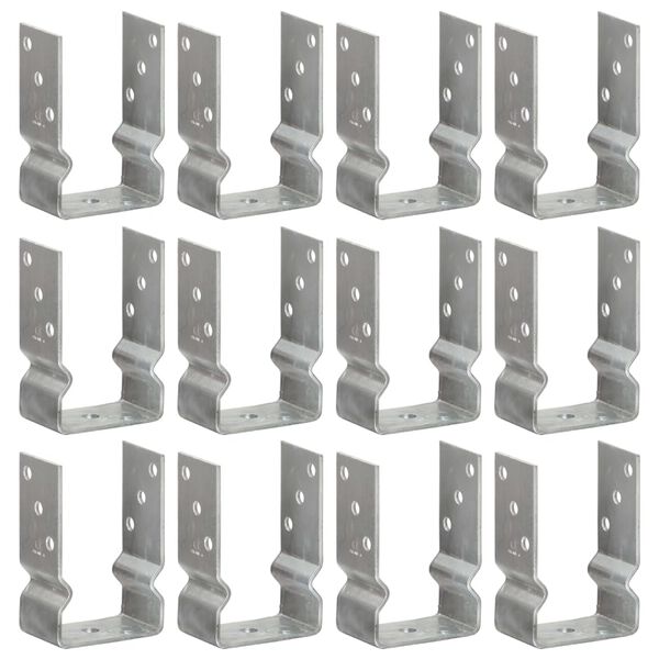 vidaXL Piquets de cl&ocirc;ture 12 pcs argent&eacute; 9x6x15 cm acier galvanis&eacute;