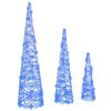 vidaXL Sapin de No&euml;l avec 90 LED 3 pcs Bleu 20 x 20 x 80 cm Acrylique