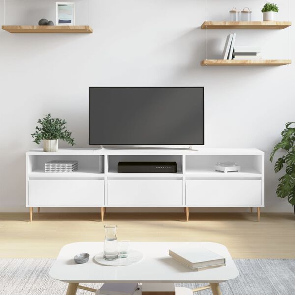 vidaXL Meuble TV blanc 150x30x44,5 cm bois d'ing&eacute;nierie