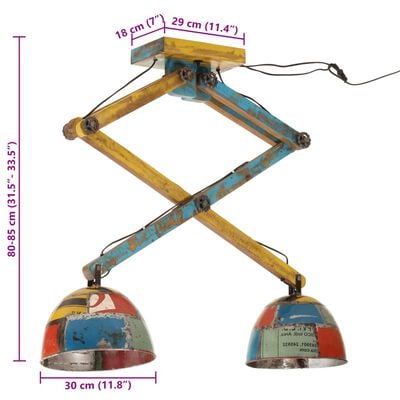 vidaXL Plafonnier 25 W multicolore 29x18x85 cm E27