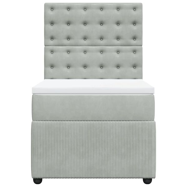 vidaXL Sommier &agrave; lattes de lit et matelas Gris clair 90x200 cm Velours