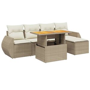 vidaXL Salon de jardin avec coussins 6 pcs beige r&eacute;sine tress&eacute;e