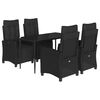 vidaXL Ensemble &agrave; manger de jardin coussins 5pcs Noir R&eacute;sine tress&eacute;e