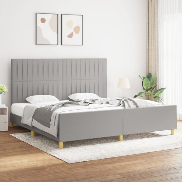 vidaXL Cadre de lit sans matelas gris clair 200x200 cm tissu
