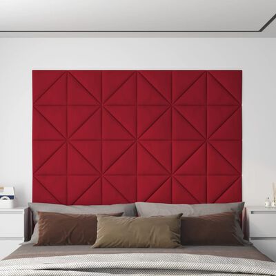 vidaXL Panneaux muraux 12 pcs Rouge bordeaux 30x30 cm Velours 0,54 m²
