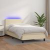 vidaXL Sommier &agrave; lattes de lit avec matelas et LED Cr&egrave;me 90x200cm