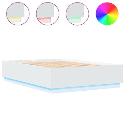 vidaXL Cadre de lit avec lumières LED blanc 150x200 cm