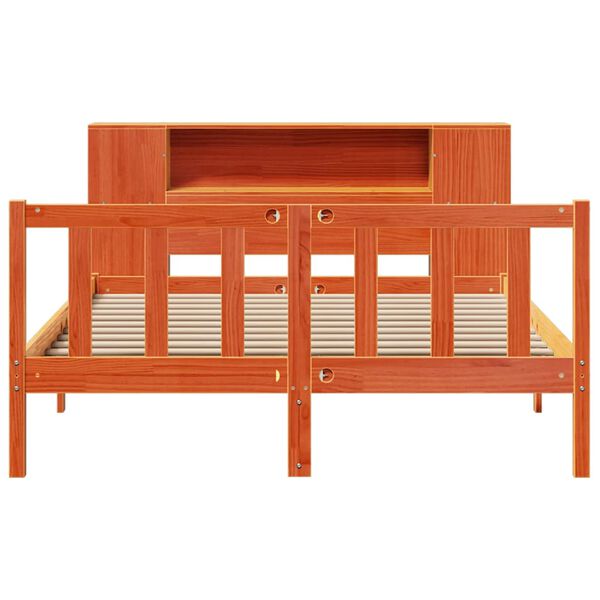 vidaXL Lit biblioth&egrave;que sans matelas cire marron 160x200 cm pin massif