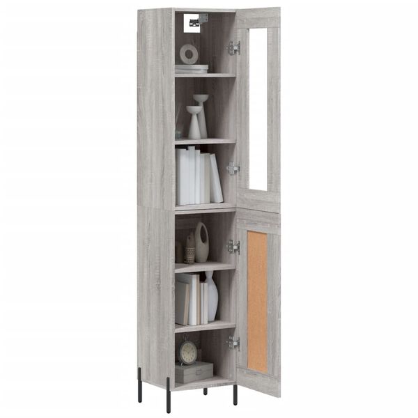 vidaXL Buffet haut Sonoma gris 34,5x34x180 cm Bois d'ing&eacute;nierie