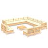 vidaXL Salon de jardin 14 pcs avec coussins cr&egrave;me Bois de pin solide