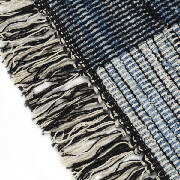 vidaXL Tapis Chindi tissé à la main Denim 120x170 cm Bleu