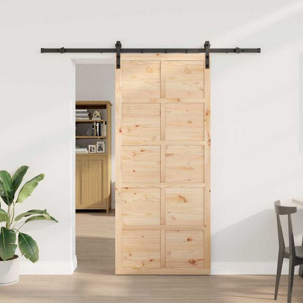 vidaXL Porte coulissante Marron 100 x 208 cm Bois de pin massif
