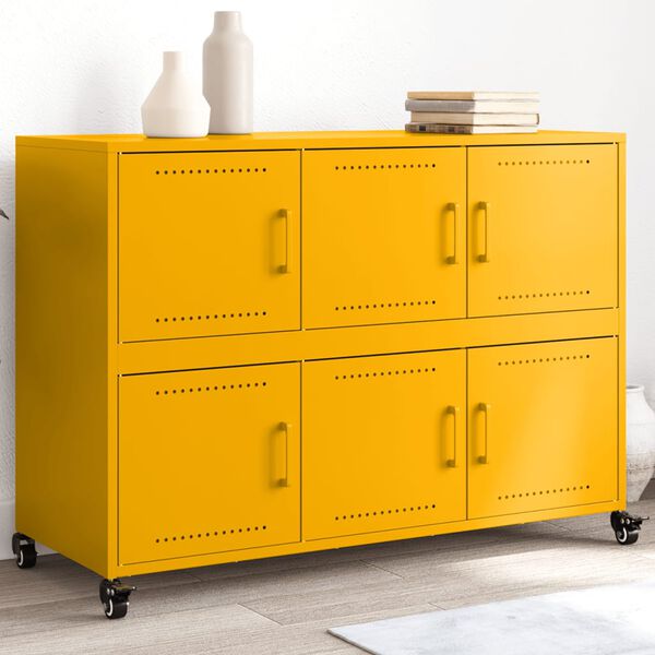 vidaXL Buffet jaune moutarde 100,5x39x72 cm acier
