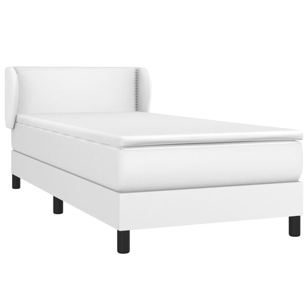 vidaXL Sommier &agrave; lattes de lit avec matelas Blanc 100x200cm Similicuir