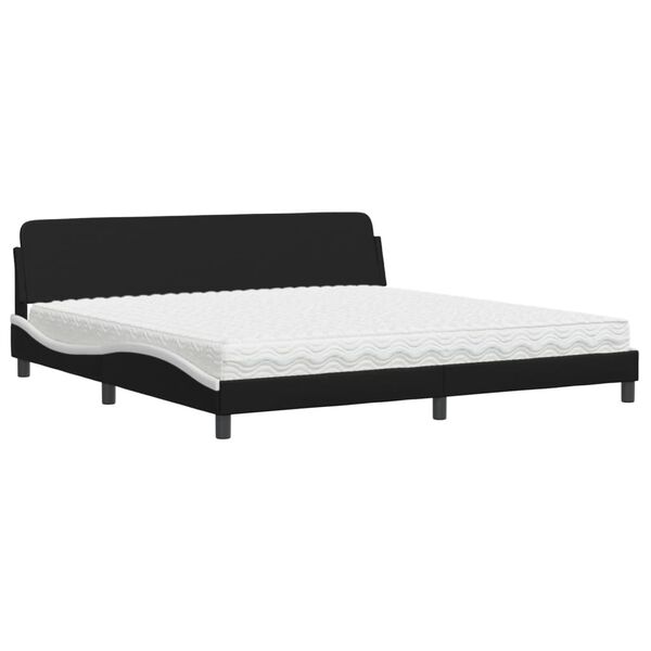 vidaXL Lit avec matelas Dover noir et blanc 200x200 cm similicuir