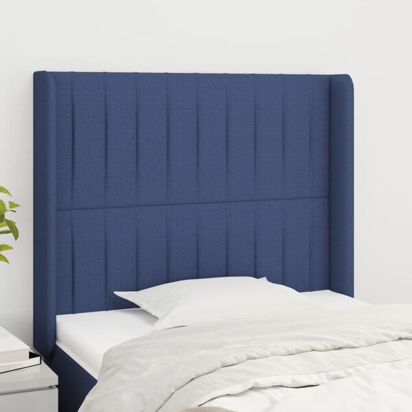vidaXL T&ecirc;te de lit avec oreilles Bleu 83x16x118/128 cm Tissu