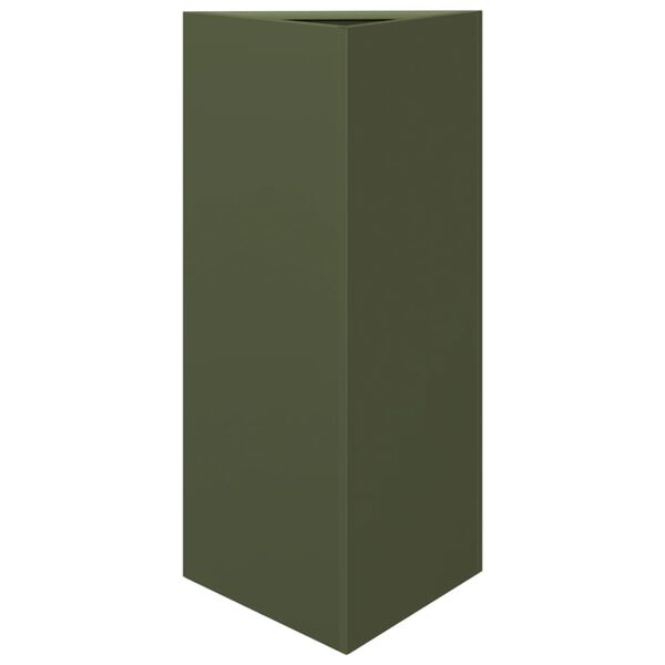vidaXL Jardini&egrave;re vert olive triangulaire 40x34,5x70 cm acier