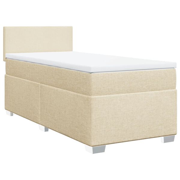 vidaXL Sommier &agrave; lattes de lit avec matelas Cr&egrave;me 80x200 cm Tissu
