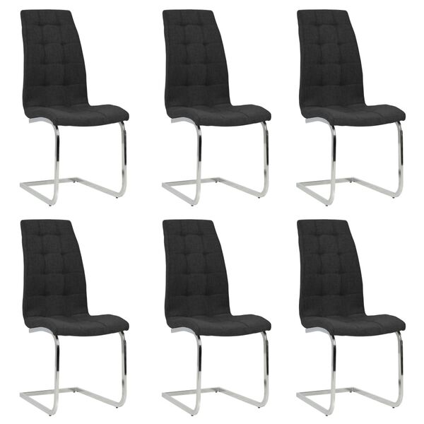 vidaXL Chaises &agrave; manger cantilever lot de 6 noir tissu
