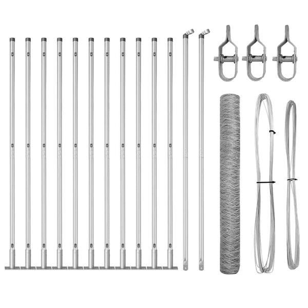 vidaXL Poteau de cl&ocirc;ture. Argent&eacute; 25 x 0,8 m (maillage de 36 mm) Acier