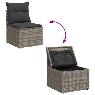 vidaXL Salon de jardin 4 pcs avec coussins gris résine tressée