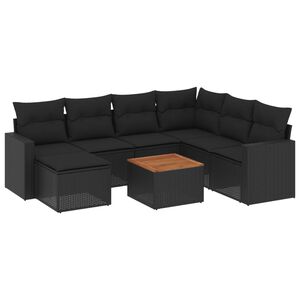 vidaXL Salon de jardin 8 pcs avec coussins noir r&eacute;sine tress&eacute;e