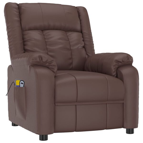 vidaXL Fauteuil de massage &eacute;lectrique Marron Similicuir