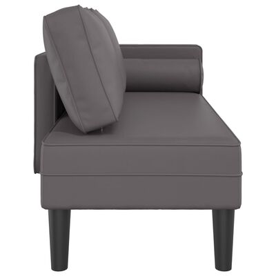 vidaXL Chaise longue avec coussins gris similicuir