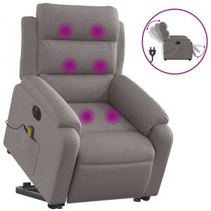 vidaXL Fauteuil inclinable de massage &eacute;lectrique Taupe Tissu