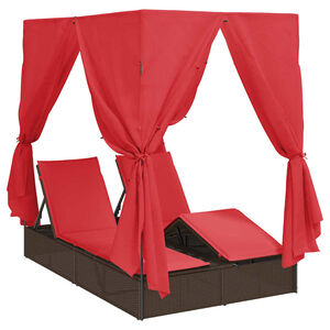 vidaXL Transat double R&eacute;glable Rouge 205 x 129 x 200 cm polyrotin