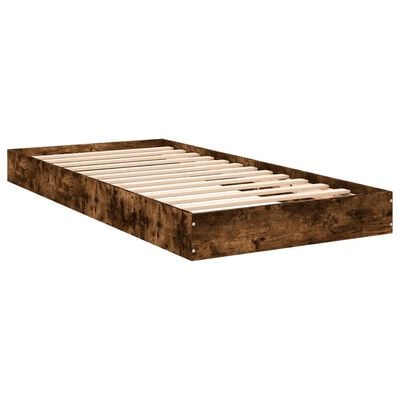 vidaXL Cadre de lit chêne fumé 75x190 cm bois d'ingénierie