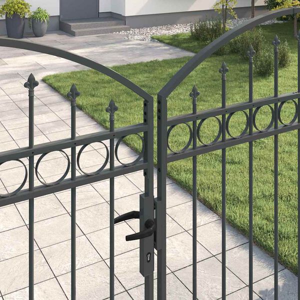 vidaXL Porte de Cl&ocirc;ture avec verrouillage Gris 301 x 224,5 cm Acier