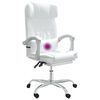 vidaXL Fauteuil de massage inclinable de bureau Blanc Similicuir