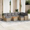 vidaXL Salon de jardin avec coussins 10 pcs beige r&eacute;sine tress&eacute;e