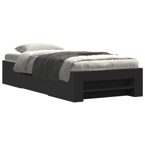 vidaXL Cadre de lit sans matelas noir 90x200 cm bois d'ing&eacute;nierie