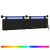 vidaXL T&ecirc;te de lit suspendue Avec lumi&egrave;re LED Noir Simili cuir