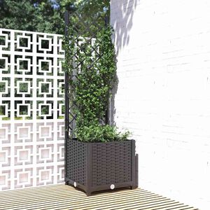vidaXL Jardini&egrave;re de jardin avec treillis Noir 40x40x136 cm PP