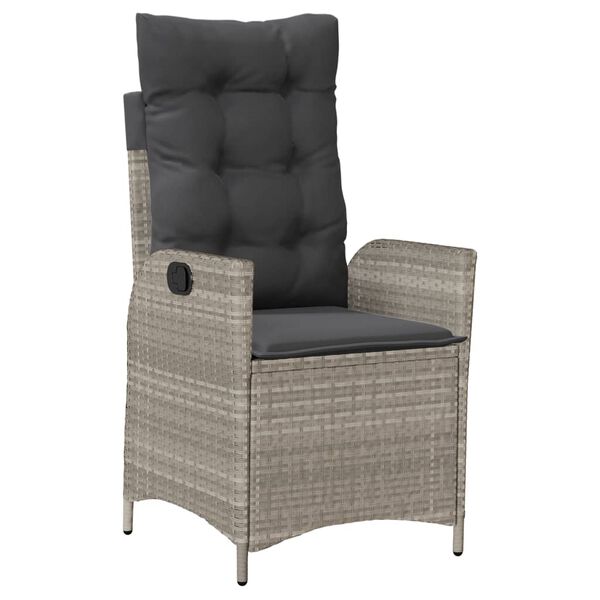 vidaXL Chaise inclinable de jardin coussins gris clair r&eacute;sine tress&eacute;e
