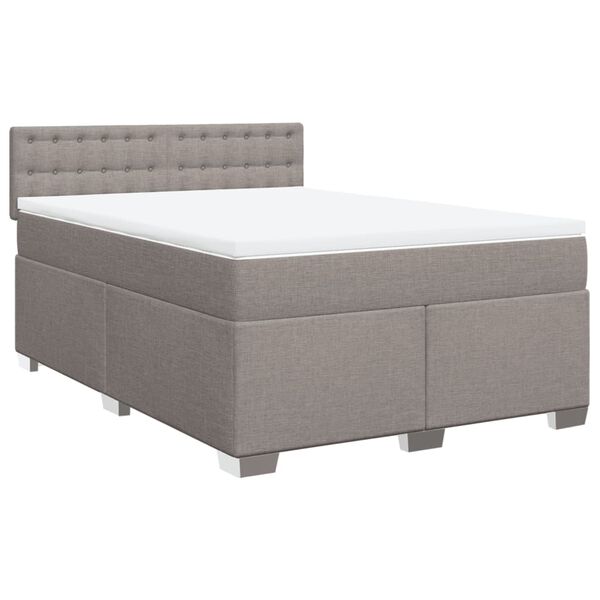 vidaXL Sommier &agrave; lattes de lit avec matelas Taupe 140x190 cm Tissu