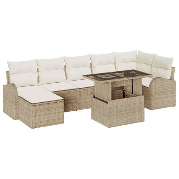 vidaXL Ensemble de canap&eacute; de jardin 8 pcs Beige Poly rotin