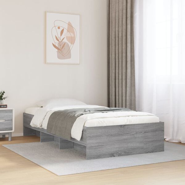 vidaXL Cadre de lit sans matelas sonoma gris 75x190 cm