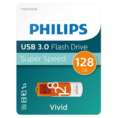 Philips Clé USB 3.0 Vivid 128 Go Blanc et orange