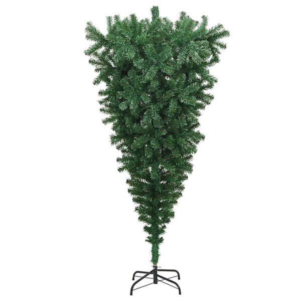 vidaXL Sapin de No&euml;l artificiel pr&eacute;-&eacute;clair&eacute; &agrave; l'envers Vert 180 cm PVC