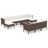 vidaXL Salon de jardin 11 pcs avec coussins R&eacute;sine tress&eacute;e Marron