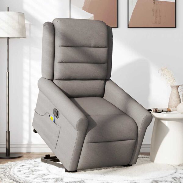 vidaXL Fauteuil inclinable de massage &eacute;lectrique Taupe Tissu